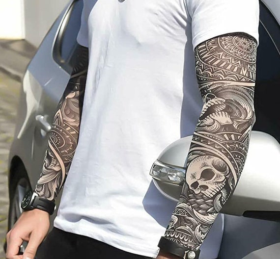 Fake tattoo arm sleeve biker rockstar punk goth slash Halloween punk party  fancy dress costume  YouTube