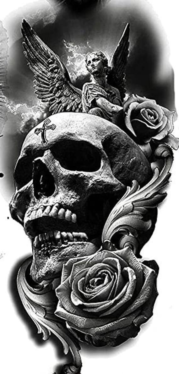 Art fantasy king angel skull tattoo Hand drawing and make graphic vector  13376471 Vector Art at Vecteezy