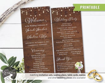 STAMPABILE Fienile Personalizzato Agriturismo Rustico Pitcher Wedding Program Set, Farmhouse Wood Floral Pitcher, Cerimonia Program, Digital File