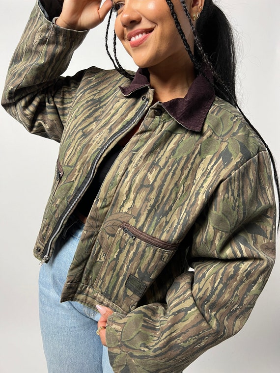 Hunting Jacket Vintage 90s Cropped Camo Print Can… - image 3