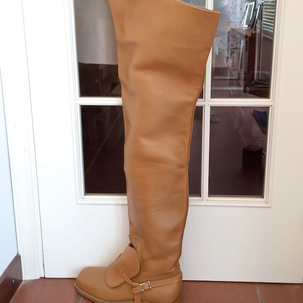 extra grande taille 43 (10 USA) mousquetaire cavalier chevalier pirate hommes bottes en cuir cosplay larp - stivali uomo