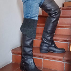 Dark Brown Leather Musketeer Boots - Cavalier Pirate Cosplay, Size 44 EU/11 USA