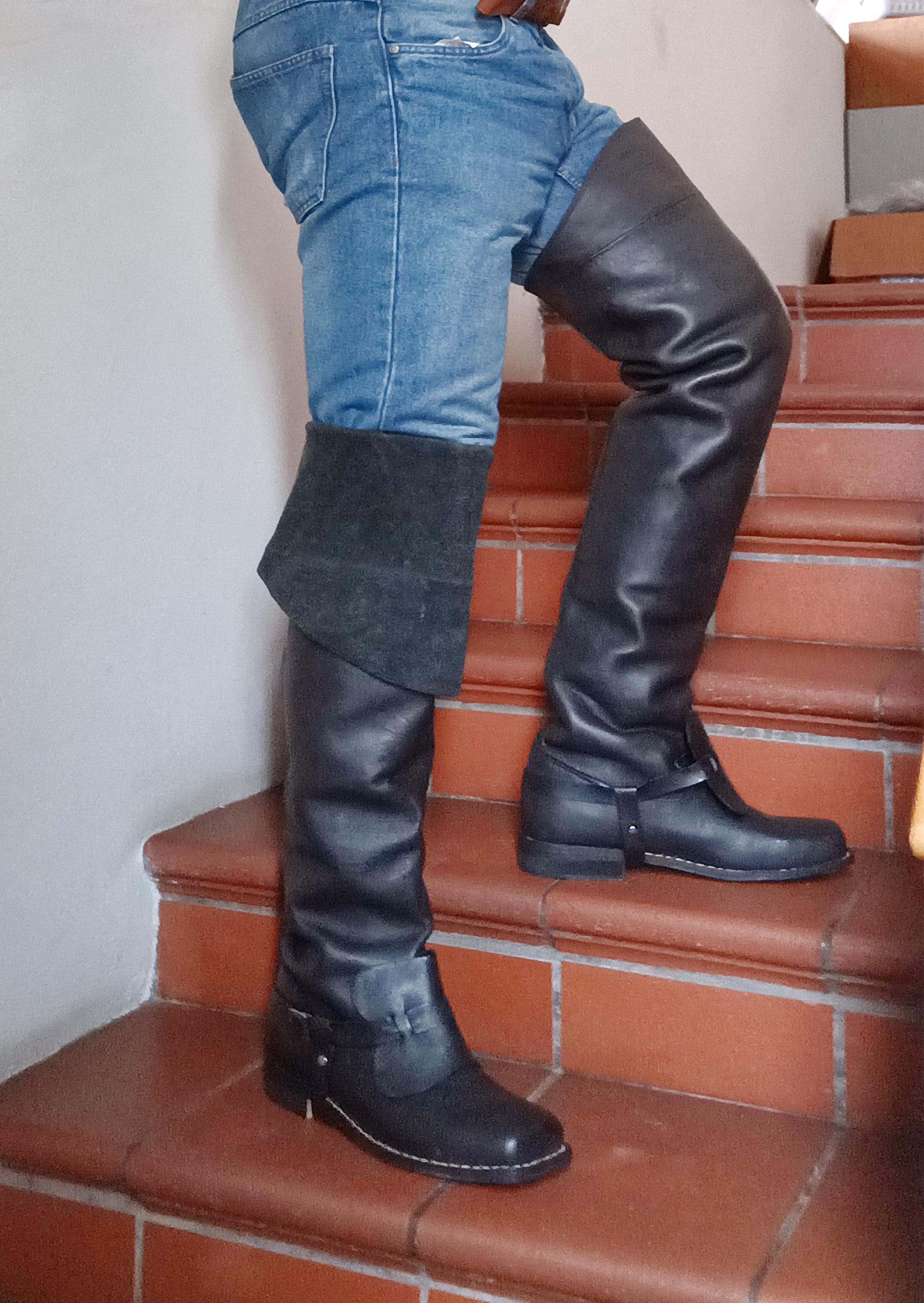 tall size 45 EU (12 USA) dark brown musketeer cavalier knight pirate men leather boots cosplay larp size
