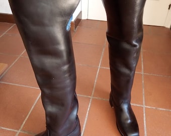 Tall Leather Cavalry Boots: Musketeer Pirate Cosplay (Size 43 EU/10 USA)