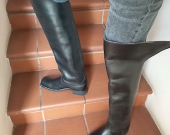 Tall Leather Cavalry Boots: Dragoon Musketeer Cosplay (Size 44 EU)