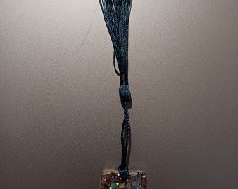 Handmade Resin Bookmark - Blue Tassel