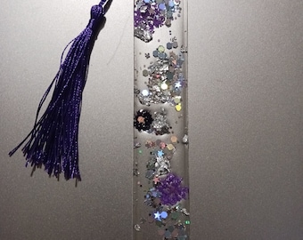 Handmade Resin Bookmark - Purple Tassel