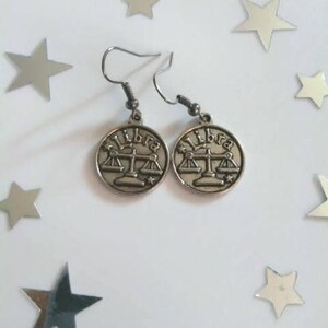 Silver Zodiac Sign Libra Earrings