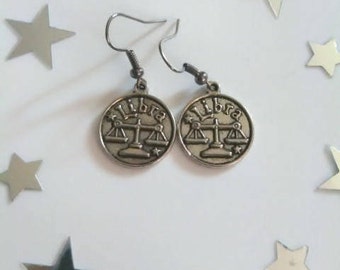 Silver Zodiac Sign Libra Earrings