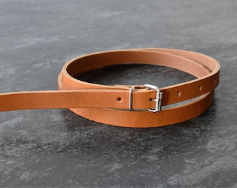 Light Brown Leather Slim Belt / Lade #2 / Burnt Orange Handmade Women Thin Natural Leather Belt