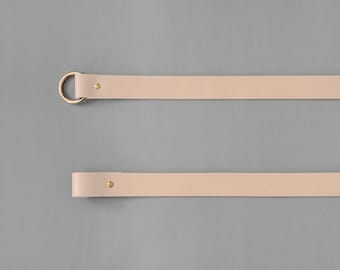 Undyed Leather Clothing Rod Holder: Ceiling Mount Rack Straps, Set of 2