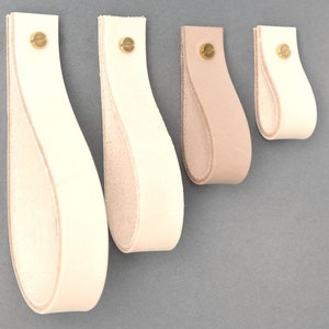 70mm cream leather pull