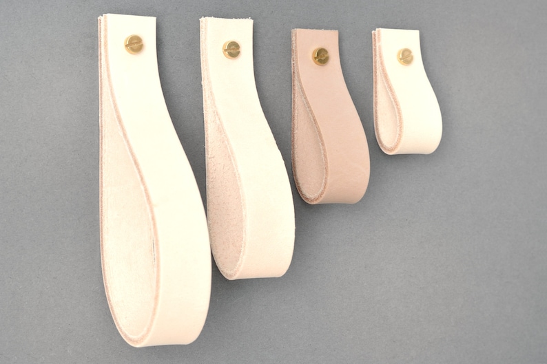 70mm cream leather pull