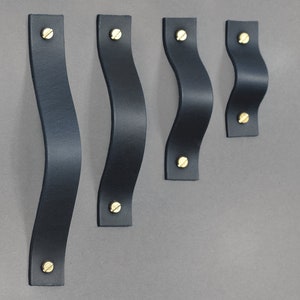 Maniglia per cassetto in pelle blu navy: maniglia per mobile realizzata a mano