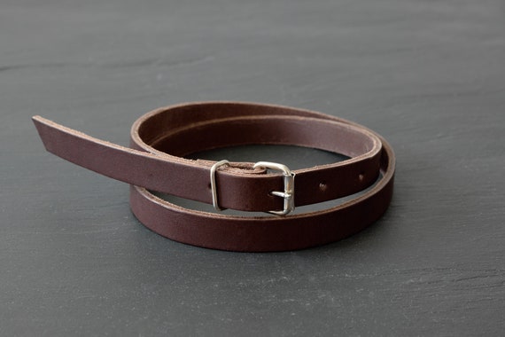 Dark Brown Leather Belt: Handmade Women display picture 3