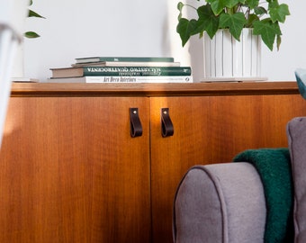 Dark Brown Leather Cabinet Pull: LEather handles for IKEA furniture, 70 mm long