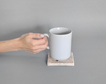 Beige Travertine Stone Coaster: Elegant Table Decor