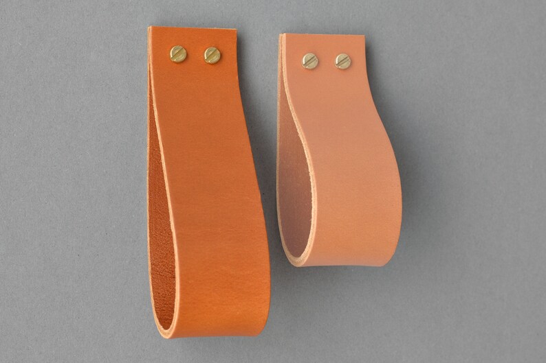 102 mm burnt orange leather wide drawer pull