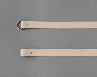 Natural Undyed Ceiling-Mounted Leather Strap - 2 pieces / Lade Maxi / Cream Clothing Rack Holder, Ceiling-Mounted Rod Holder