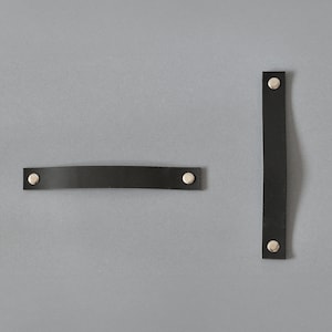 Sliding Door Handles Black Leather / Lade #1 / Double-Sided Door Handles, Folding Door Pulls