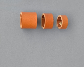 Light Brown Leather Drawer Pull: Handmade Cabinet Handle