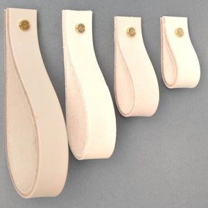 126mm cream leather pull