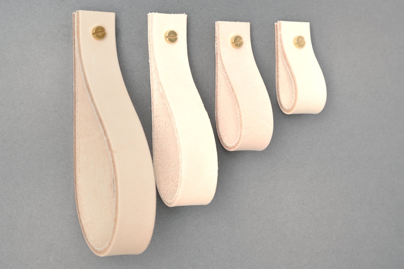 126mm cream leather pull