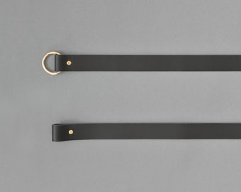 Schwarzer Leder-Kleidungsstangenhalter: Deckenmontierte Rack-Gurte, 2er-Set