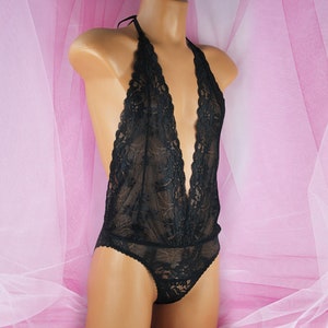 Black Lace Sissy Bodysuit Lingerie For Crossdressers/ Transgenders/ Queer/ LGBTQ/ Male
