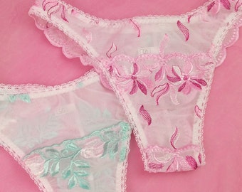 Lingerie Set Of 2 Panties, Sissy Panties, Mens Panties, Adult Sissy Lingerie, Floral Panties, Men Bikini, Bikini See Through, Lace Bikini