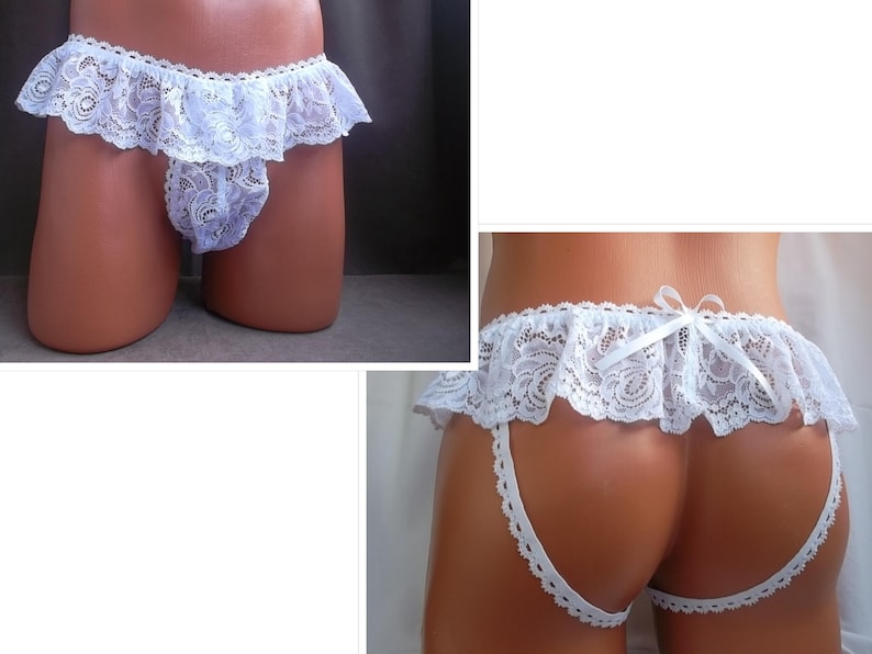 Sissy Lingerie For Men, Kinky Sissy Panties, Gay Man Lingerie, White Panties For Men, Lace Panties, Cuckold, DDLG Lingerie, BDSM Panties 