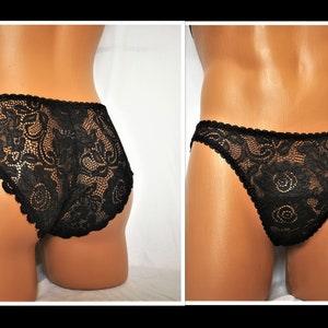 Mens Panties, Transgender Lingerie, Black Men Panties, Sheer Panties, See Through Panties, Sexy Panties, Lace Panties, LGBTQ Lingerie