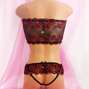 Blue Lingerie Men, Sissy Lingerie, Crossdresser, Gay Lingerie, Cuckold, LGBTQ, Lace Men Lingerie, Sissy Maid Lingerie, Femboy Lingerie Black/Red