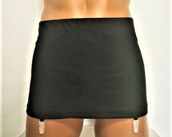 Svart spandex strumpebandskjol för män, danskläder