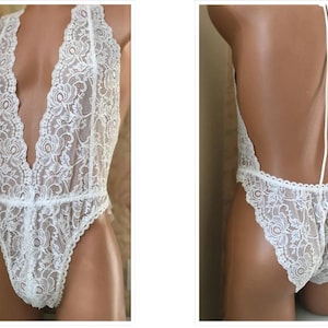 Sissy Lingerie For Men, Crossdresser, Lingerie White, Lace Lingerie, Gift For Them, LGBTQ, Sheer Lingerie,See Through Lingerie,Gift For All