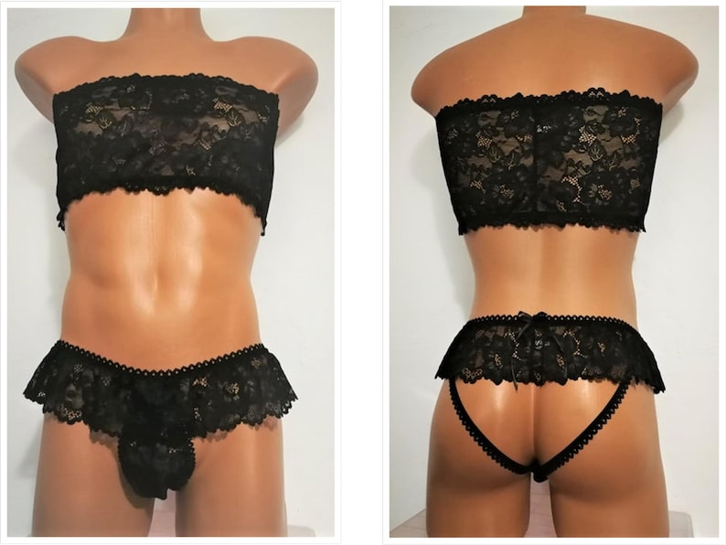 Blue Lingerie Men, Sissy Lingerie, Crossdresser, Gay Lingerie, Cuckold, LGBTQ, Lace Men Lingerie, Sissy Maid Lingerie, Femboy Lingerie Black