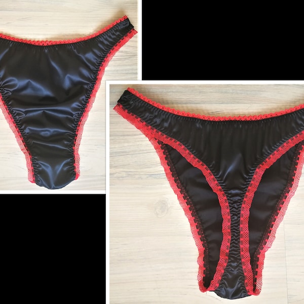 Satin Panties, Crossdresser Lingerie, Transgender MTF Panties, Sissy Panties, Men Bikini, Black Sissy Lingerie Men, Sexy Gay Underwear