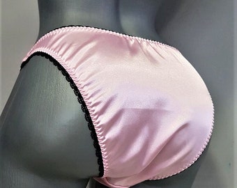 Braguitas negras de satén para mujer, lencería brillante, calzoncillos para hombre