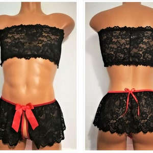 Mens Sexy Casual Slim Fit Floral Lace Bra Sissy Topwear Design