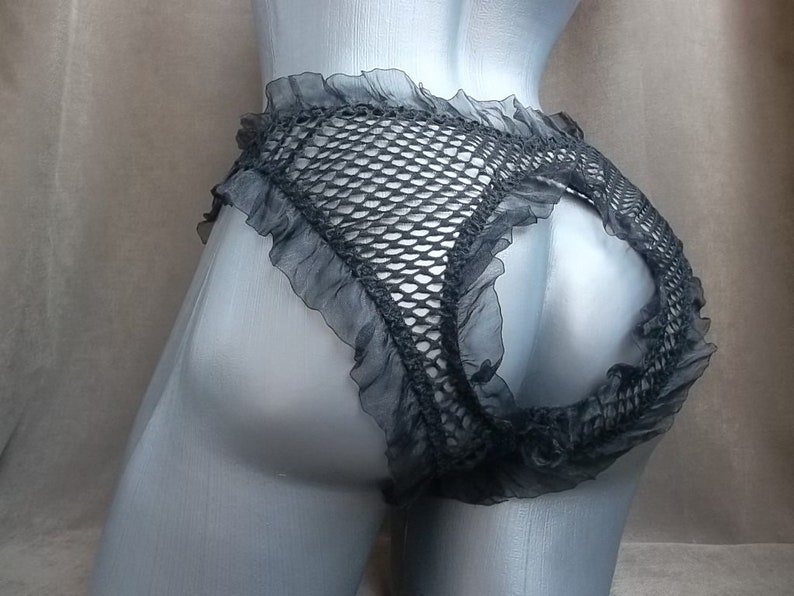 Ebony fishnet lingerie sissy