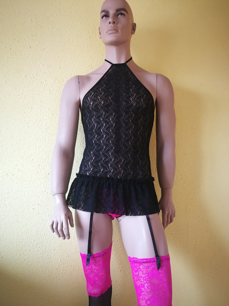 Set of 3 Men Bodysuit Men Garter Belt Sissy Socks Men Etsy