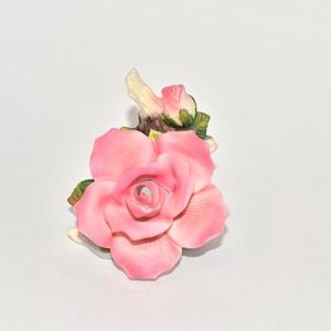 Porcelain Capodimonte Style Lighted Pink Rose Night Light Cover
