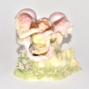 Seraphim Angel Classics Laurel &quot;Nature&#39;s Harmony&quot; Limited Edition Club Member Set Heavenly Reflections #81482 1998 Roman (5 Over Rose mark)