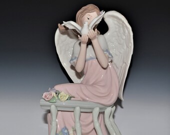 Members Mark O&#39;Well Grandeur Noel Collector&#39;s Edition Porcelain Angel on Balcony with Dove 12&quot;