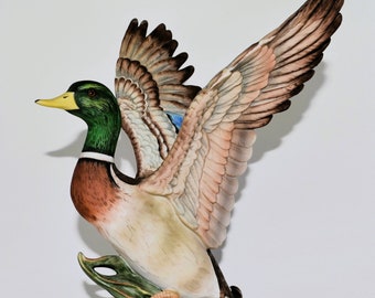 Vintage Homco 1984 Masterpiece Porcelain Collection ~ Mallard Duck ~ 'Mallard Taking Flight'