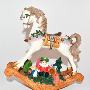 Vintage Animated Christmas Rocking Horse Musical Plays &quot;Toyland&quot;