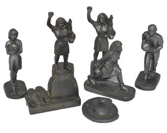 Vintage 1980 Brunswick Century Series Bowling Miniature Pewter Figures