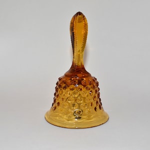 Vintage Fenton Art Glass Amber Hobnail Bell ~ 5 3/4&quot;