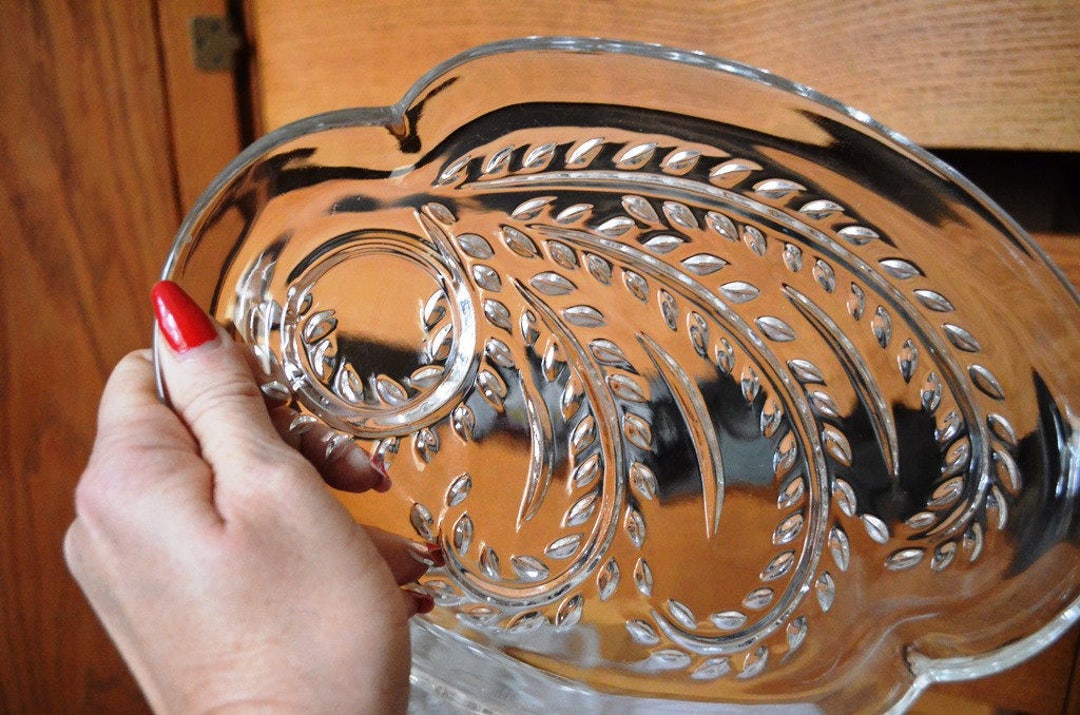 Vintage Pressed Glass Snack Setsfederal Glass Mod Pattern, 1950's Etsy