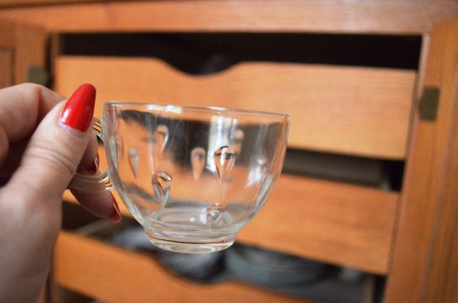 Vintage Pressed Glass Snack Setshazel Atlas Teardrop Pattern, 1950's